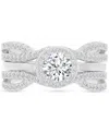 Macy's Cubic Zirconia Halo Solitaire Twist Style Stack-look Statement Ring In Silver