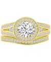 Macy's Cubic Zirconia Halo Tapered Split Shank Bridal Set In Gold