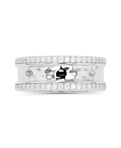 Macy's Cubic Zirconia Hammered Ring In Silver