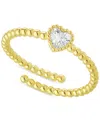 Macy's Cubic Zirconia Heart Accent Ring In 18k Gold-plated Sterling Silver In Gold