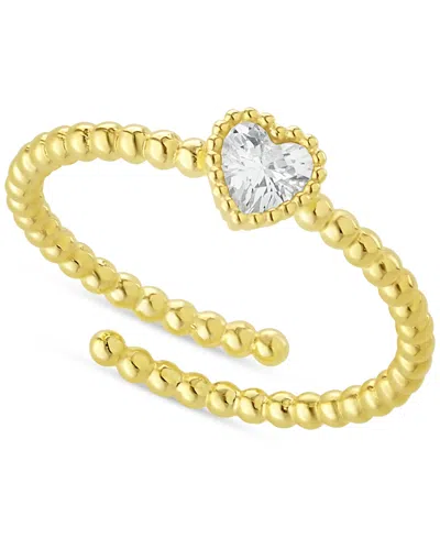 Macy's Cubic Zirconia Heart Accent Ring In 18k Gold-plated Sterling Silver