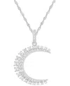 Macy's Cubic Zirconia Heart Crescent Moon Pendant Necklace In Sterling Silver, 18" + 2" Extender In Silver
