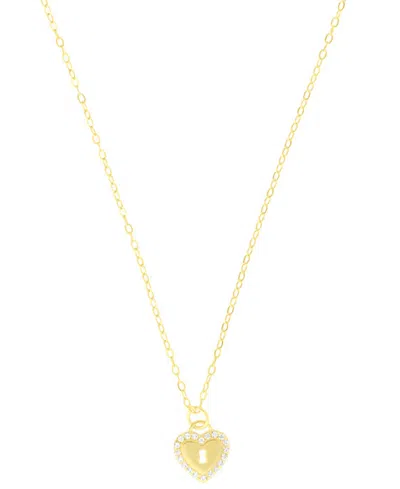 Macy's Cubic Zirconia Heart Key Pendant Necklace In (0.10 Ct. T.w.) In Sterling Silver (also In 14k Gold Ov