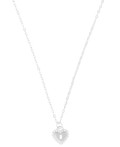 Macy's Cubic Zirconia Heart Key Pendant Necklace In (0.10 Ct. T.w.) In Sterling Silver (also In 14k Gold Ov