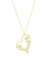 Macy's Cubic Zirconia Heart Necklace (1 3/8 Ct. T.w.) In 14k Gold Over Sterling Silver In Gold Over Silver