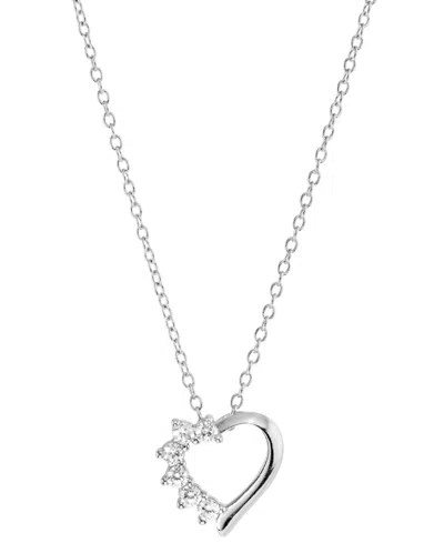 Macy's Cubic Zirconia Heart Pendant Necklace (1/3 Ct. T.w.) In Sterling Silver