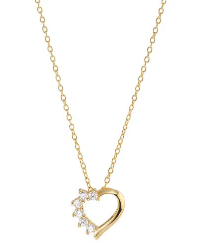 Macy's Cubic Zirconia Heart Pendant Necklace (1/3 Ct. T.w.) In Sterling Silver In Gold