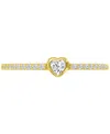 Macy's Cubic Zirconia Heart Promise Stack Ring In 14k Gold-plated Sterling Silver