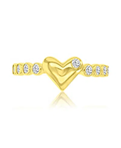 Macy's Cubic Zirconia Heart Ring In 14k Yellow Gold Over Sterling Silver In Orange