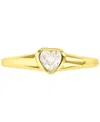 Macy's Cubic Zirconia Heart Solitaire Ring In 14k Gold-plated Sterling Silver In Gold