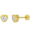 Macy's Cubic Zirconia Heart Stud Earrings (3/4 Ct. T.w.) In 14k Gold-plated Sterling Silver In Gold