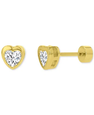 Macy's Cubic Zirconia Heart Stud Earrings (3/4 Ct. T.w.) In 14k Gold-plated Sterling Silver