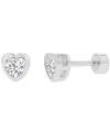 Macy's Cubic Zirconia Heart Stud Earrings (3/4 Ct. T.w.) In 14k Gold-plated Sterling Silver In Silver