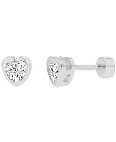 Macy's Cubic Zirconia Heart Stud Earrings (3/4 Ct. T.w.) In 14k Gold-plated Sterling Silver