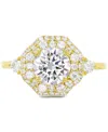 Macy's Cubic Zirconia Hexagon Halo Ring In 14k Gold-plated Sterling Silver In Gold