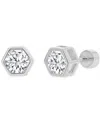 Macy's Cubic Zirconia Hexagon Stud Earrings (1-1/4 Ct. T.w.) In 14k Gold-plated Sterling Silver In Silver