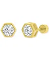 Macy's Cubic Zirconia Hexagon Stud Earrings (1-1/4 Ct. T.w.) In 14k Gold-plated Sterling Silver In Gold
