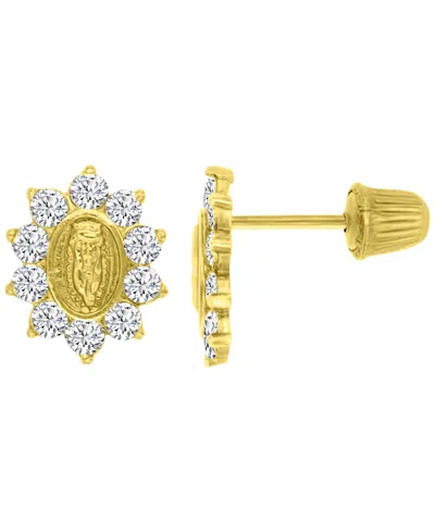 Macy's Cubic Zirconia High Polished Virgin Mary Stud Earrings In Pattern