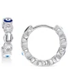 Macy's Cubic Zirconia Hoop Earrings In Sterling Silver Or 14k Gold Over Sterling Silver, 1/2" In Sterling Silver