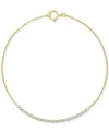 Macy's Cubic Zirconia Horizontal Link Chain Bracelet In 10k Gold In Gold