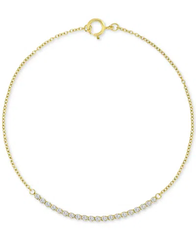 Macy's Cubic Zirconia Horizontal Link Chain Bracelet In 10k Gold