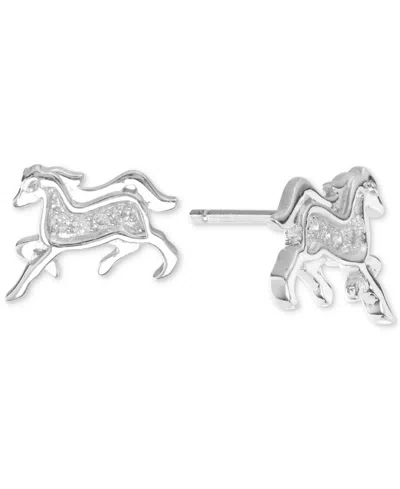 Macy's Cubic Zirconia Horse Stud Earrings (1/10 Ct. T.w.) In Sterling Silver