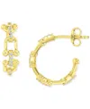 MACY'S CUBIC ZIRCONIA HORSEBIT SMALL HOOP EARRINGS IN 14K GOLD-PLATED STERLING SILVER, 0.63"