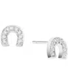 Macy's Cubic Zirconia Horseshoe Stud Earrings (1/3 Ct. T.w.) In Sterling Silver In Silver