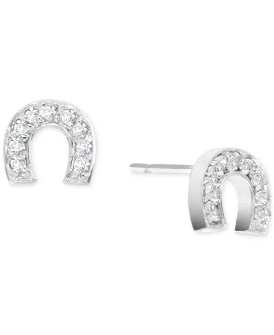 Macy's Cubic Zirconia Horseshoe Stud Earrings (1/3 Ct. T.w.) In Sterling Silver