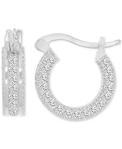 Macy's Cubic Zirconia Huggie Hoop Earrings In Sterling Silver