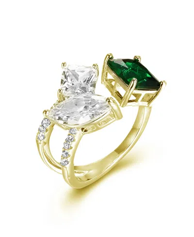 Macy's Cubic Zirconia In Sterling Silver And 14k Gold Over Sterling Silver Multishape Fashion Ring