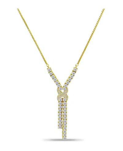 Macy's Cubic Zirconia Infinity Frontal Drop Adjustable Necklace (6.6 Ct. T.w.) In 18k Sterling Silver Or St In Gold Over Silver