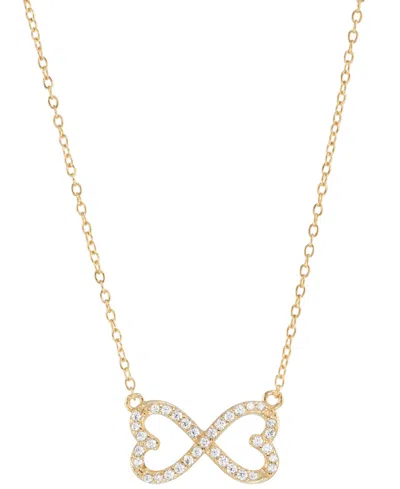 Macy's Cubic Zirconia Infinity Heart Pendant Necklace (3/4 Ct. T.w.) In 14k Gold Over Sterling Silver