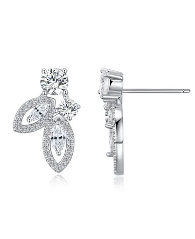 Macy's Cubic Zirconia Leaf Dangle Drop Earrings In Silver
