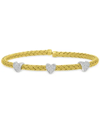 Macy's Cubic Zirconia Link Cuff Bracelet In 14k Yellow Gold Over Sterling Silver