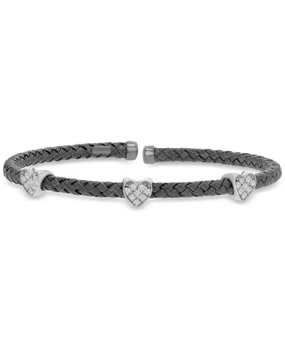 Macy's Cubic Zirconia Link Cuff Bracelet In 14k Yellow Gold Over Sterling Silver
