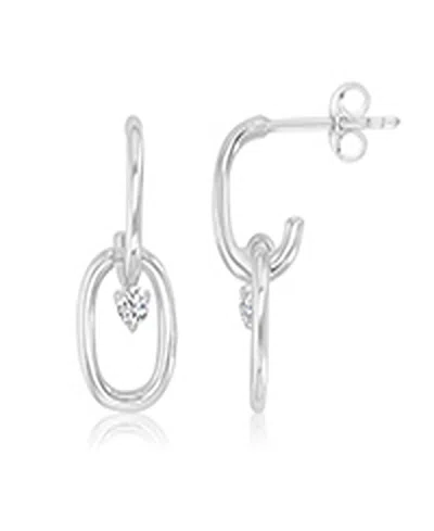 Macy's Cubic Zirconia Link Dangling Earrings In Rhodium Over Sterling Silver