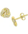 Macy's Cubic Zirconia Love Knot Stud Earrings In 14k Gold-plated Sterling Silver In Gold