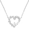 Macy's Cubic Zirconia Love Script Heart Pendant Necklace In Sterling Silver 18" In Silver