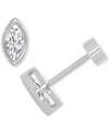 Macy's Cubic Zirconia Marquise Bezel Screw Back Stud Earrings In Sterling Silver In Silver
