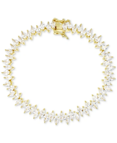 Macy's Cubic Zirconia Marquise-cut Zigzag Style Tennis Bracelet In Gold