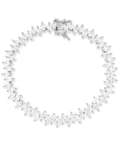 Macy's Cubic Zirconia Marquise-cut Zigzag Style Tennis Bracelet In Silver