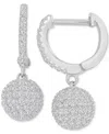 Macy's Cubic Zirconia Micro-pave Dangle Small Huggie Hoop Earrings