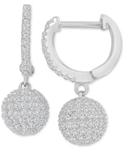 Macy's Cubic Zirconia Micro-pave Dangle Small Huggie Hoop Earrings