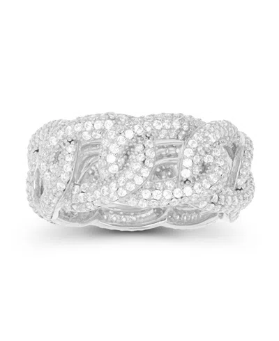 Macy's Cubic Zirconia Micropave Chain Link Ring In Gray