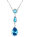 MACY'S CUBIC ZIRCONIA MIXED-CUT 18" LARIAT NECKLACE IN STERLING SILVER (ALSO IN LAB-GROWN PINK SAPPHIRE/LAB