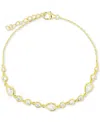 Macy's Cubic Zirconia Mixed Cut Chain Link Bracelet In 14k Gold-plated Sterling Silver In Gold