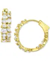 Macy's Cubic Zirconia Mixed Cut Cluster Small Hoop Earrings, 0.75" In Gold