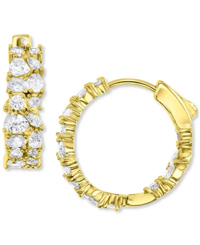 Macy's Cubic Zirconia Mixed Cut Cluster Small Hoop Earrings, 0.75" In Gold