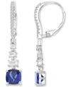 Macy's Cubic Zirconia Mixed Cut Linear Drop Leverback Earrings In Blue